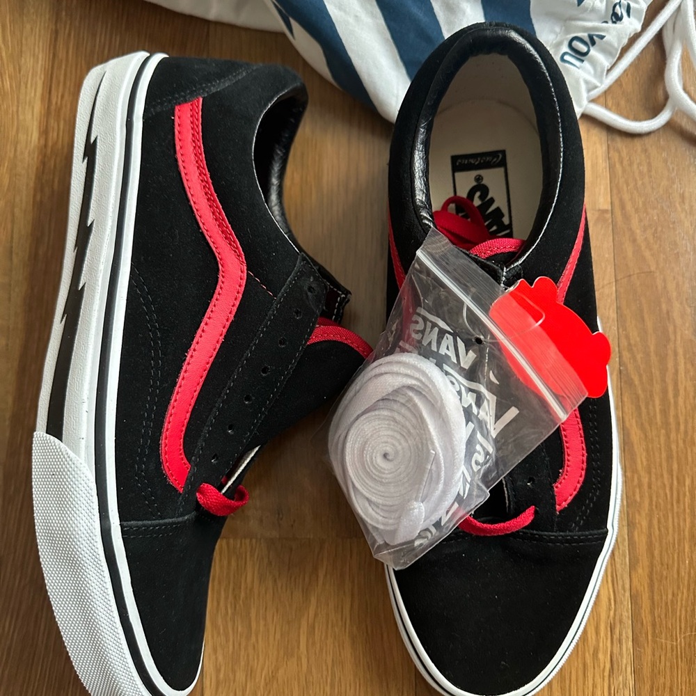 COPY - Custom Men Vans Black and Red Sneakers